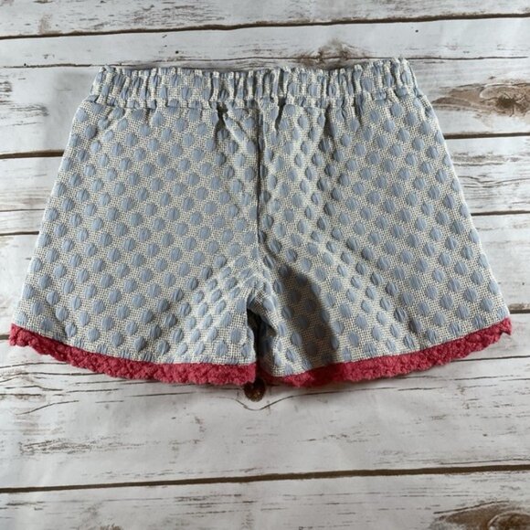 Girls Size 6 Persnickety Shorts Blue Polka Dot with Pink Lace Trim - Picture 1 of 4